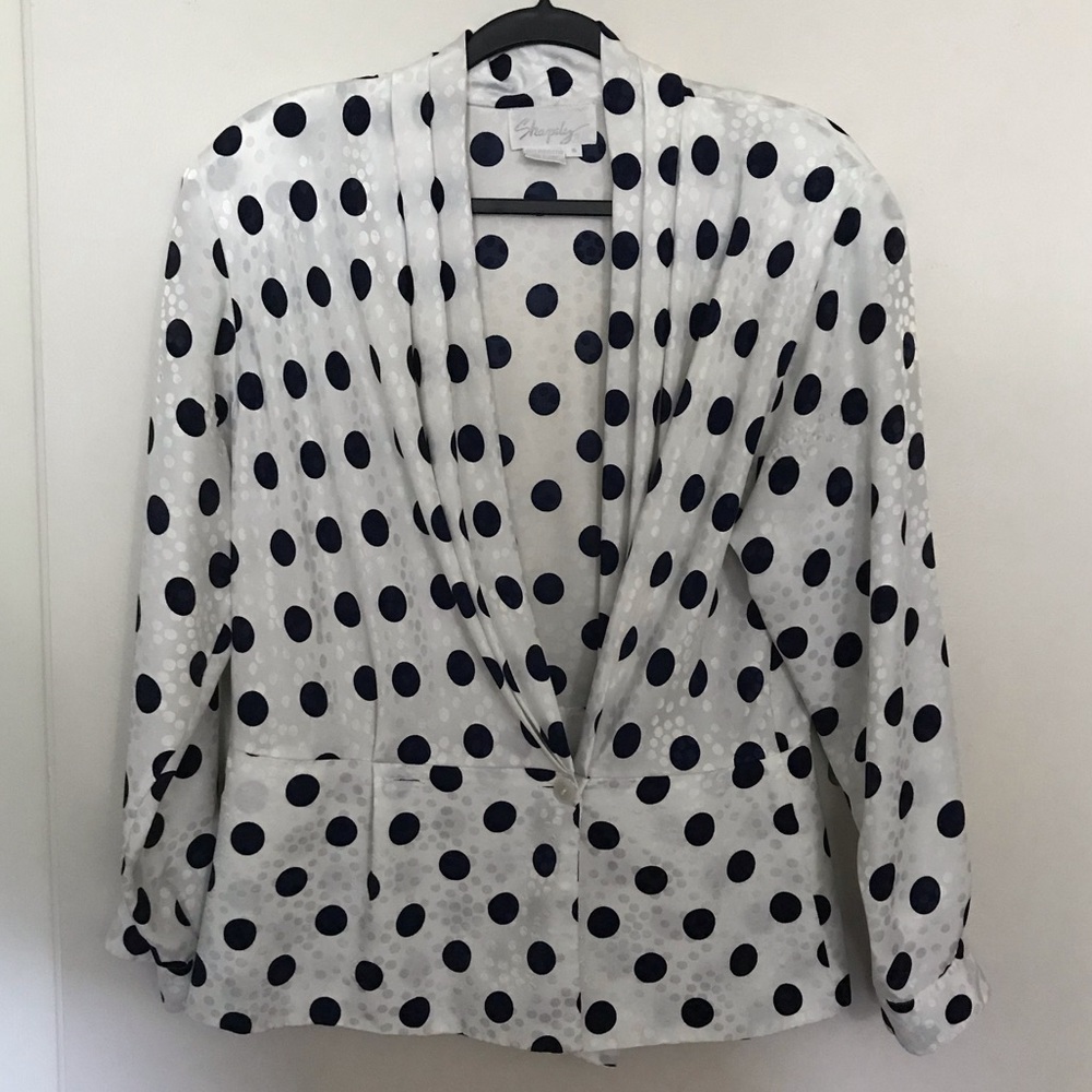 Shapely Polka Dot Open Front Blouse